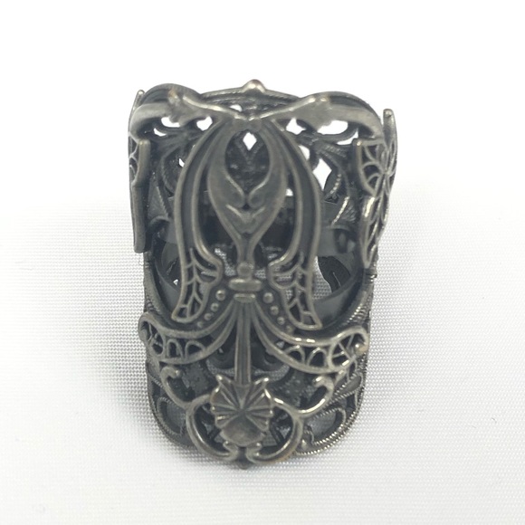 See new listing FolkloricFloralCocktailRingFiligre - Picture 5 of 8